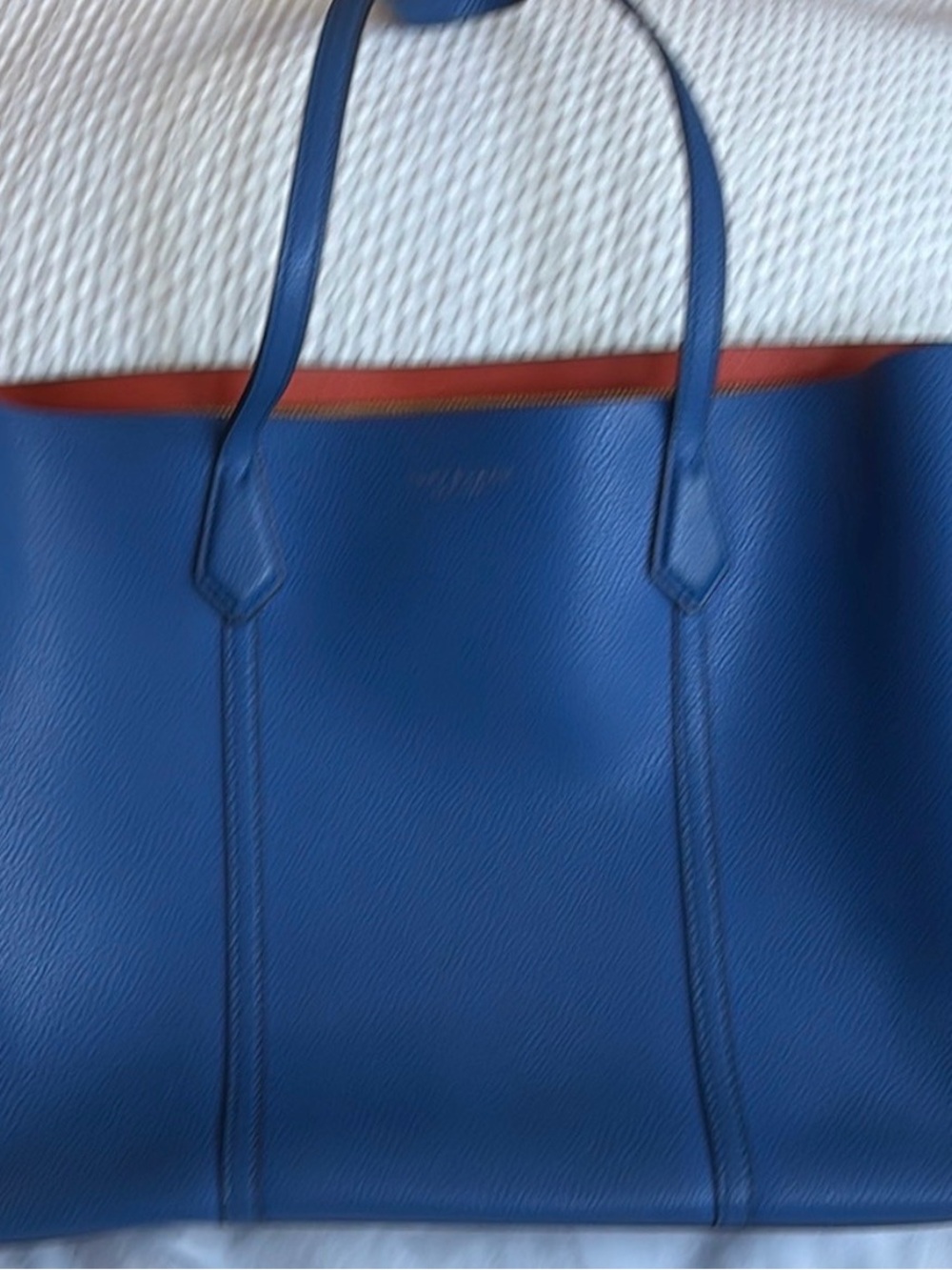 Tory Burch Blue Tote with Red Trim